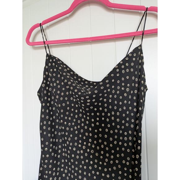 Y2K Kathie Lee Slip Dress 8 Black Polka Dot Asymmetric Hem Whimsigoth Cowl Neck - Picture 8 of 8